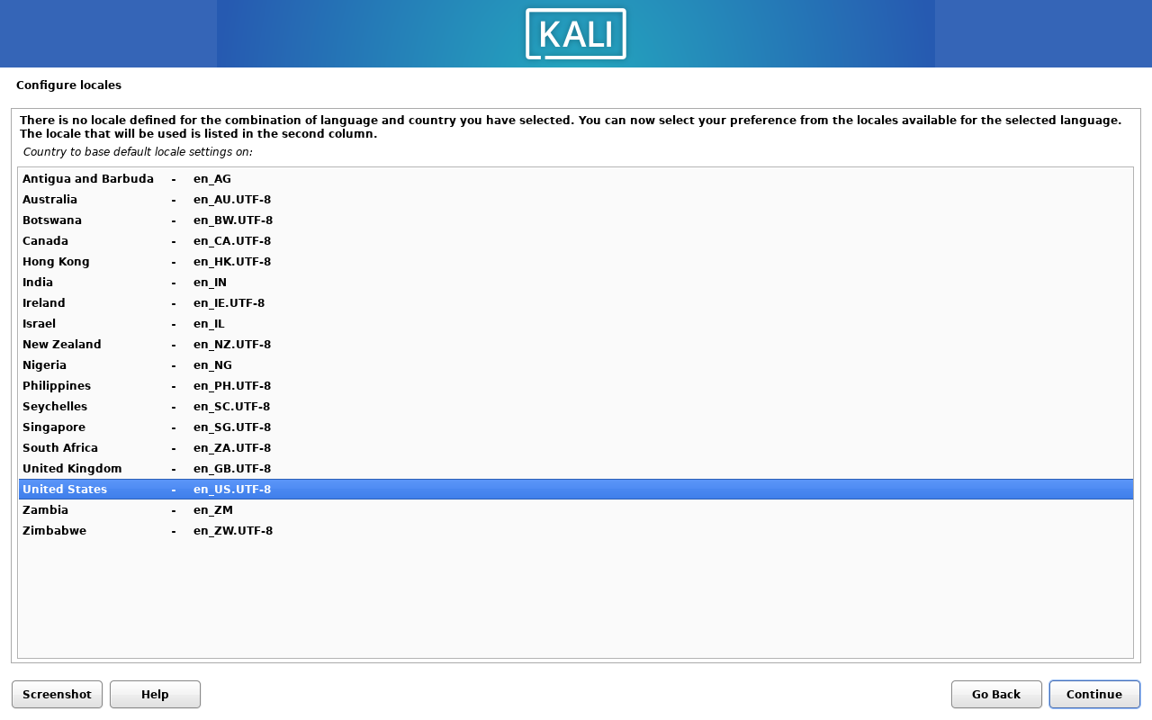 Configure locales