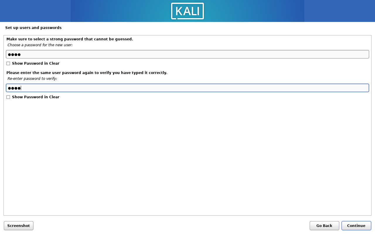 Set up users and passwords 3