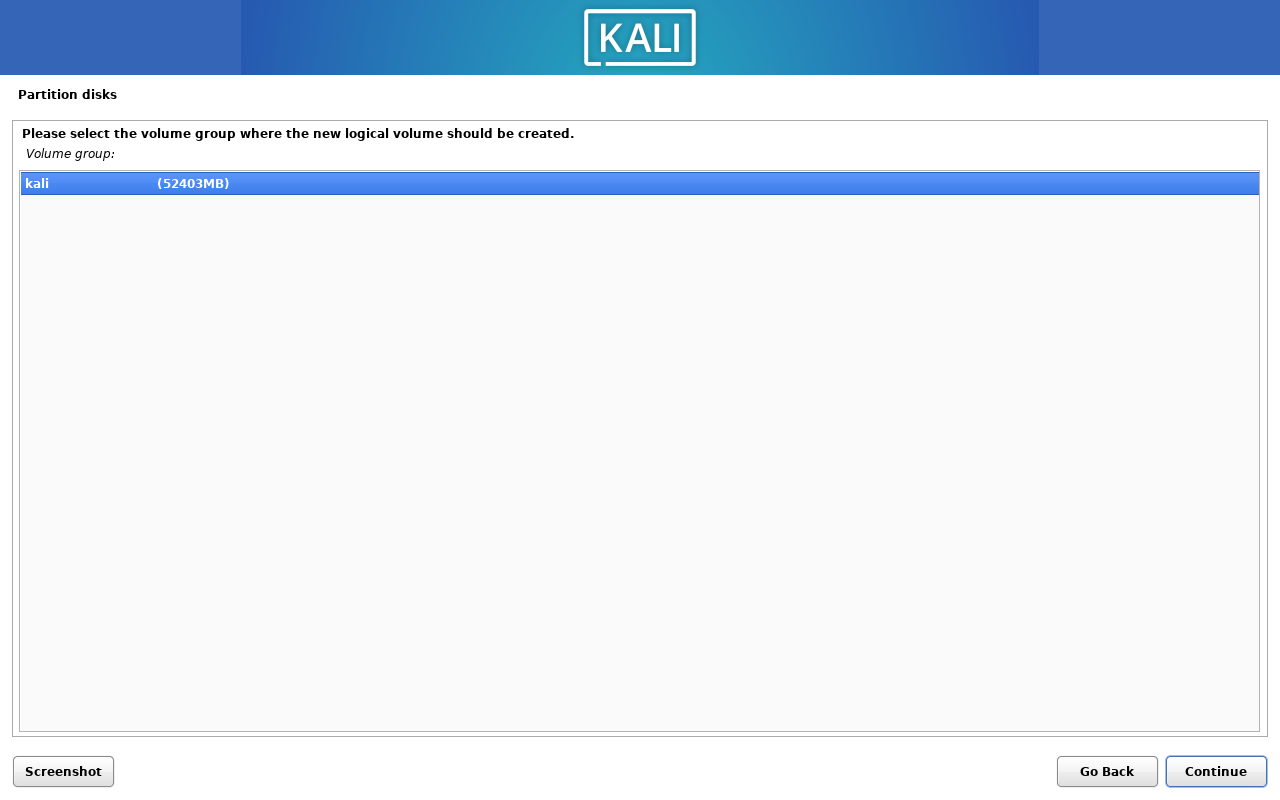 Create logical volume root 2