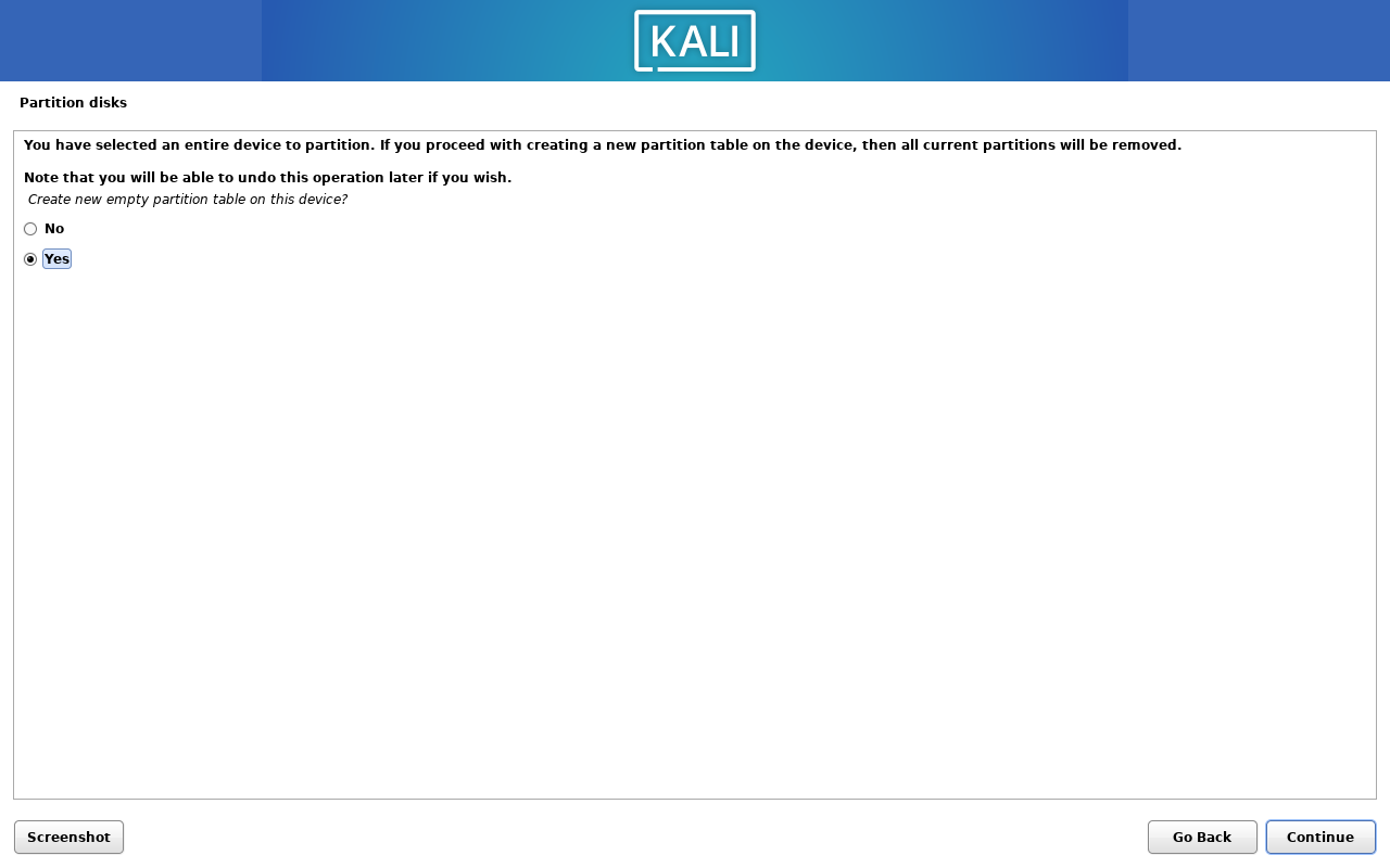 Initial partition choice 2