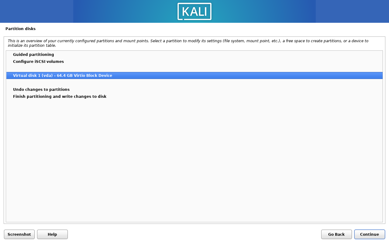 Initial partition choice 1